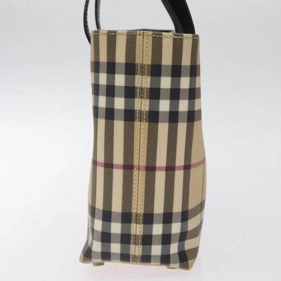 BURBERRY Nova Check Hand Bag PVC Beige Silver Auth - Picture 7 of 16